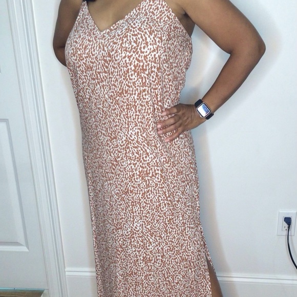 Old Navy Leopard Print Slip Dress Size Large with Side Slit - Picture 1 of 8